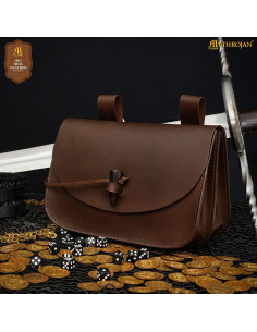 Bolso medieval para cinturón cierre cuerno, color marrón...