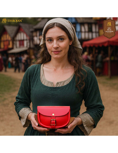 Bolso medieval sencillo de cuero,... Bolso medieval sencillo de cuero,...