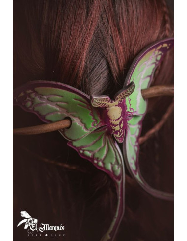 Pasador de pelo de polilla fantasía lunar verde