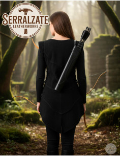 Lange leren justillo Julienne, zwart 2