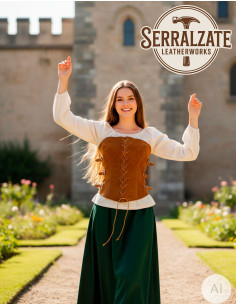 Avontuurlijke Prinses Corset van Leer, Lichtbruin 2
