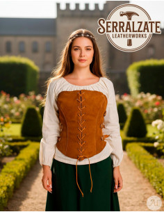 Avontuurlijke Prinses Corset van Leer, Lichtbruin