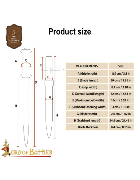 Medievaler Rondel: Griff aus Holz und... Medievaler Rondel: Griff aus Holz und...