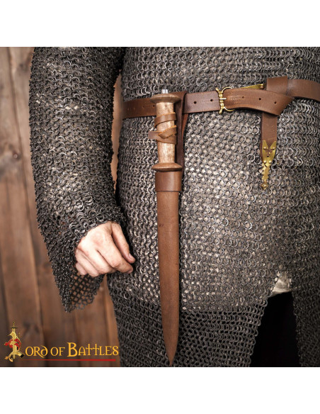 Medievaler Rondel: Griff aus Holz und... Medievaler Rondel: Griff aus Holz und...