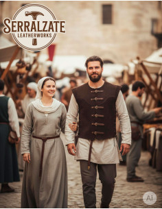 Chaleco Medieval Martín corto marrón 2