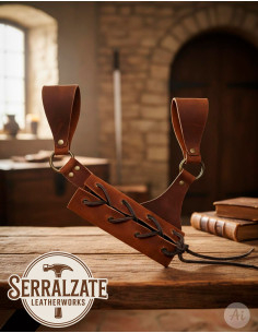Mittelalterlicher Gürtelholster für Schwert, dunkelbraun 2