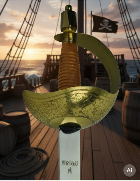 Zeilpiratenzwaard met gegoten kom in...