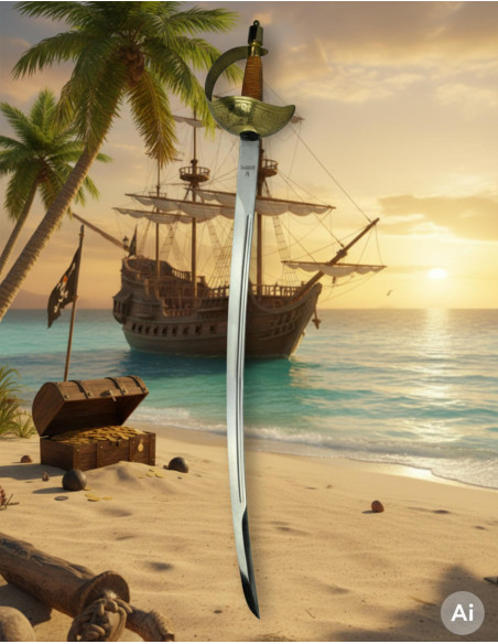 Zeilpiratenzwaard met gegoten kom in...