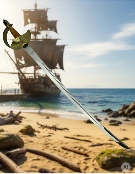 Zeilpiratenzwaard met gegoten kom in...