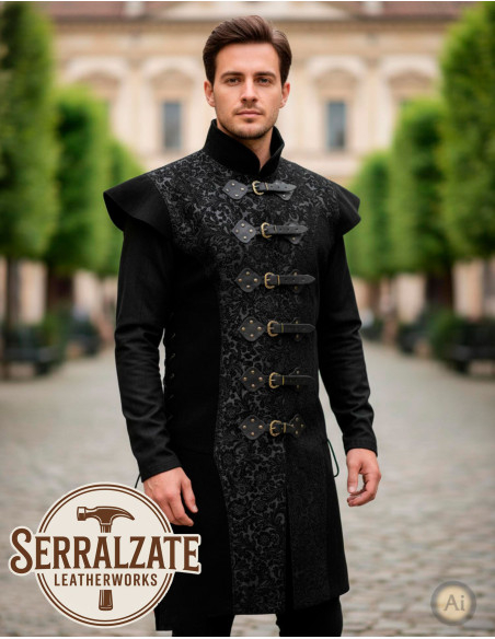 Lange renaissance-vest van echt zwart... Lange renaissance-vest van echt zwart...