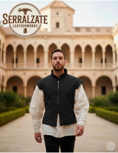 Medievaler und Renaissance Weste aus schwarzem Wildleder 2