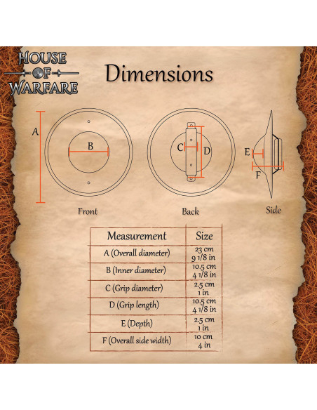 Rund medieval skjold i stål med antik... Rund medieval skjold i stål med antik...