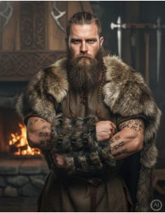 Vikinger Hastein Armreifen mit Haar und Leder 2