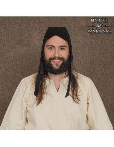 Crespina medieval en piel de ante con cordones, color negro