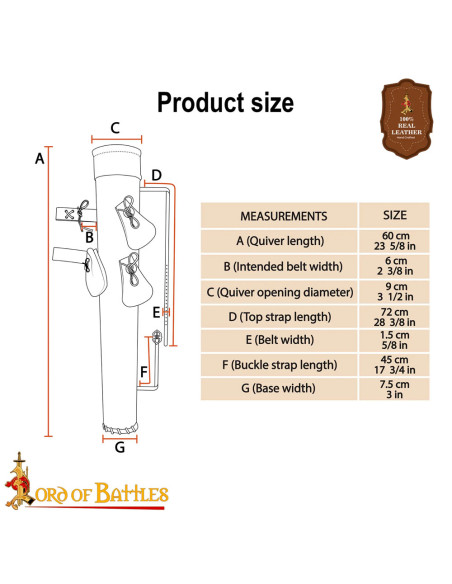 Carcaj en cuero marrón con bolsitas...
