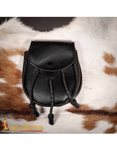 Mittelalterliche Ledertasche mit geflochtenen Quasten in...