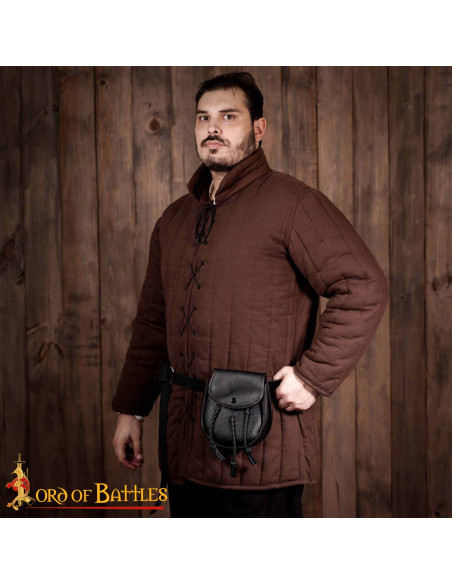 Bolso medieval en cuero con borlas...