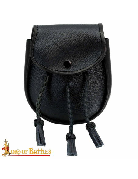Bolso medieval en cuero con borlas...