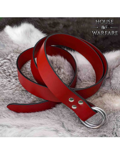 Cinturón medieval Siglo XII-XV con doble anilla, cuero rojo