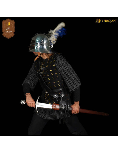 Tahalí medieval en cuero negro para...