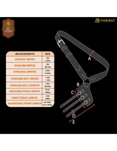 Tahalí medieval en cuero negro para...