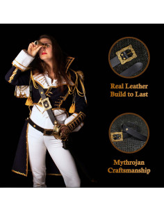 Middeleeuws Renaissance Riem, Zwart Leer met Messing Beugel 2