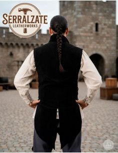 Chaleco medieval ajustable Arturo en ante negro 2