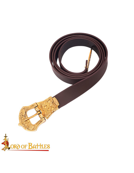 Viking leren riem in bruin,...