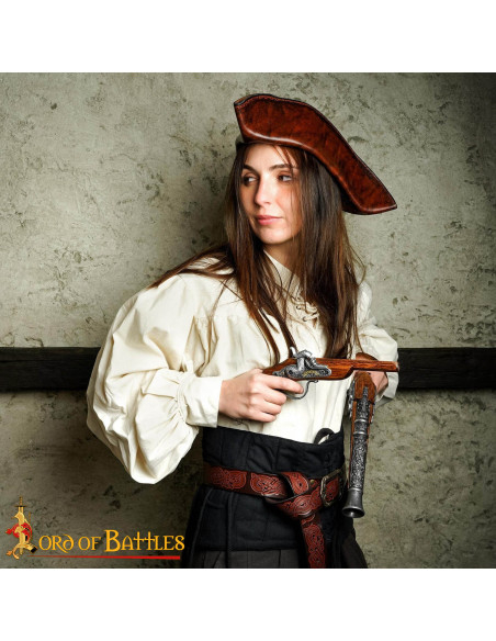 Vikingologische leren riem met reliëf...