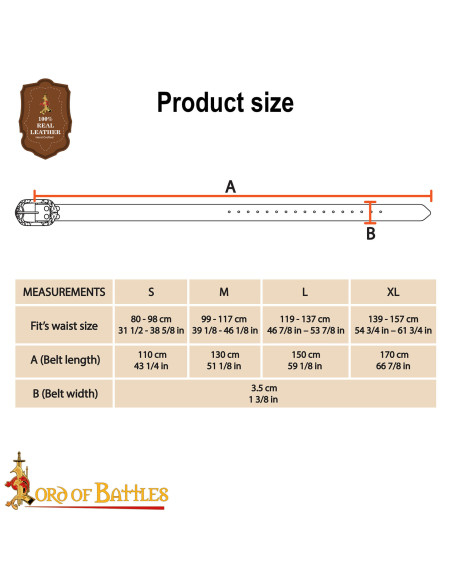 Cinturón vikingo cuero repujado...