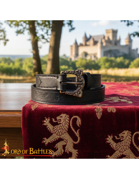 Vikingebælte i sorte læder med...
