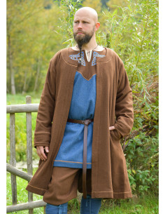 Autentisk Vikinge Kappe i Brun Uld med Fôr