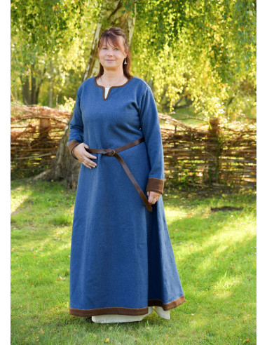 Vestido Vikingo Lykka Lana Azul Marrón Histórico