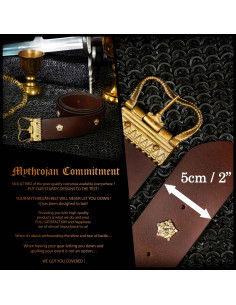 Burgundisk middelalderbælte til damer, brunt læder 2