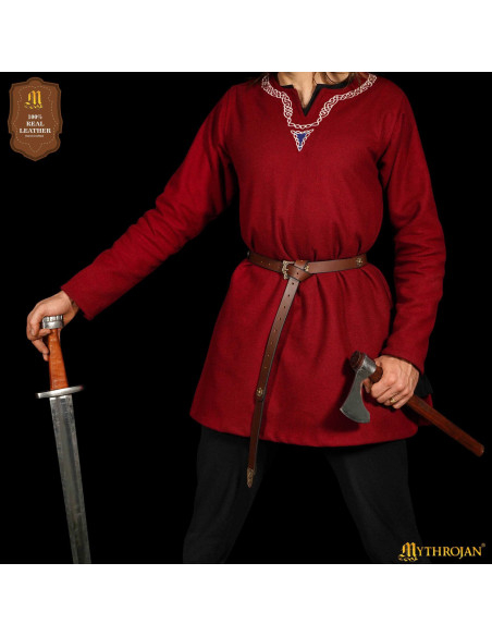 Vikinger Gürtel aus braunem Leder mit...