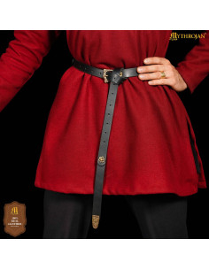 Vikingebælte i sort læder med messingbeslag 2