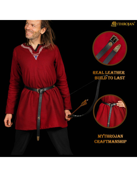 Vikingergürtel aus schwarzem Leder...