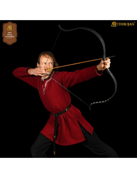 Vikingebelte van zwart leer met...