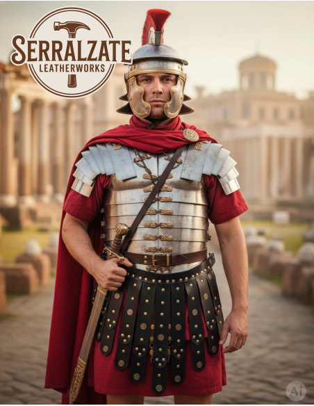 Romaanse militaire zwarte leren gordel