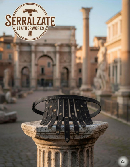 Romeinse legioensluiting van zwart leer