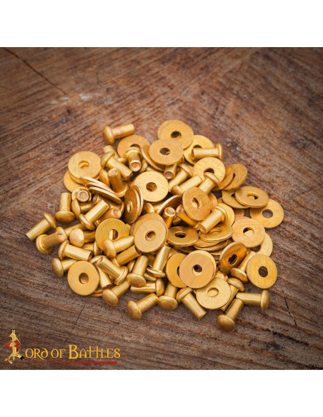 Set van 50 ronde messing klinknagels...