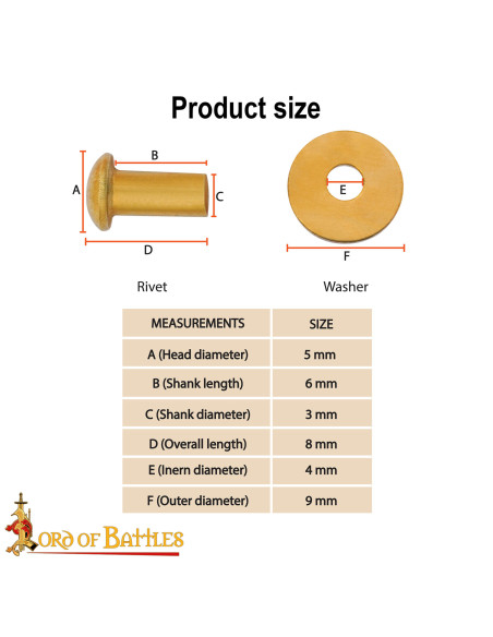 Sæt med 50 messing rund hat nagler...