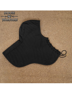 Medieval quilted gugel i bomuld, sort 2