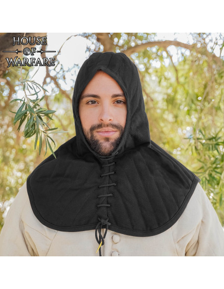 Gestepptes Baumwoll-Gugel in Schwarz