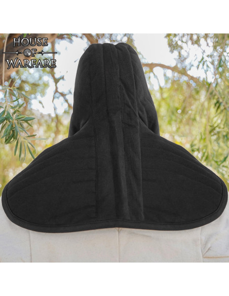 Medieval quilted gugel i bomuld, sort