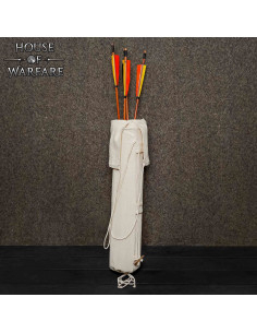 Carcaj medieval artesanal de lona natural para arquero 2