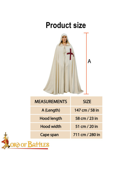 Capa medieval Cruzado Teutónico siglo...