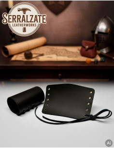 Mittelalterliche Armbänder aus schwarzem Leder,... 2