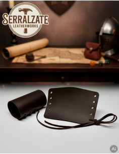 Handgefertigte mittelalterliche braune Lederarmbänder 2