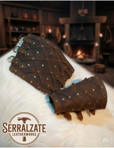 Viking Armbanden Gemaakt van Echt Leer met Ruitenpatroon,...